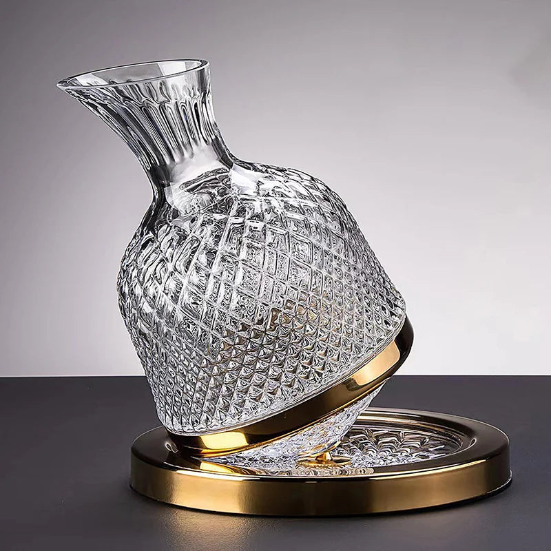 High Grade Crystal Glass 360 Rotating Decanter Tumbler 1500Ml Decanter Wine Dispenser Aerator Mirror Jug Gift Bar Decoration