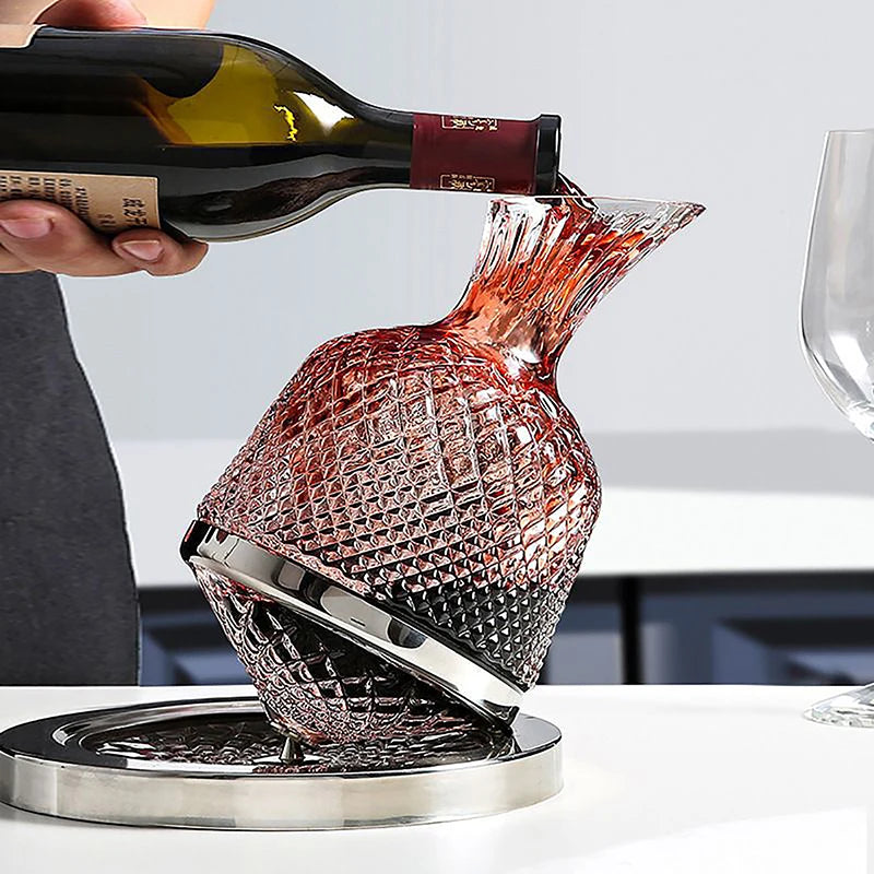 High Grade Crystal Glass 360 Rotating Decanter Tumbler 1500Ml Decanter Wine Dispenser Aerator Mirror Jug Gift Bar Decoration