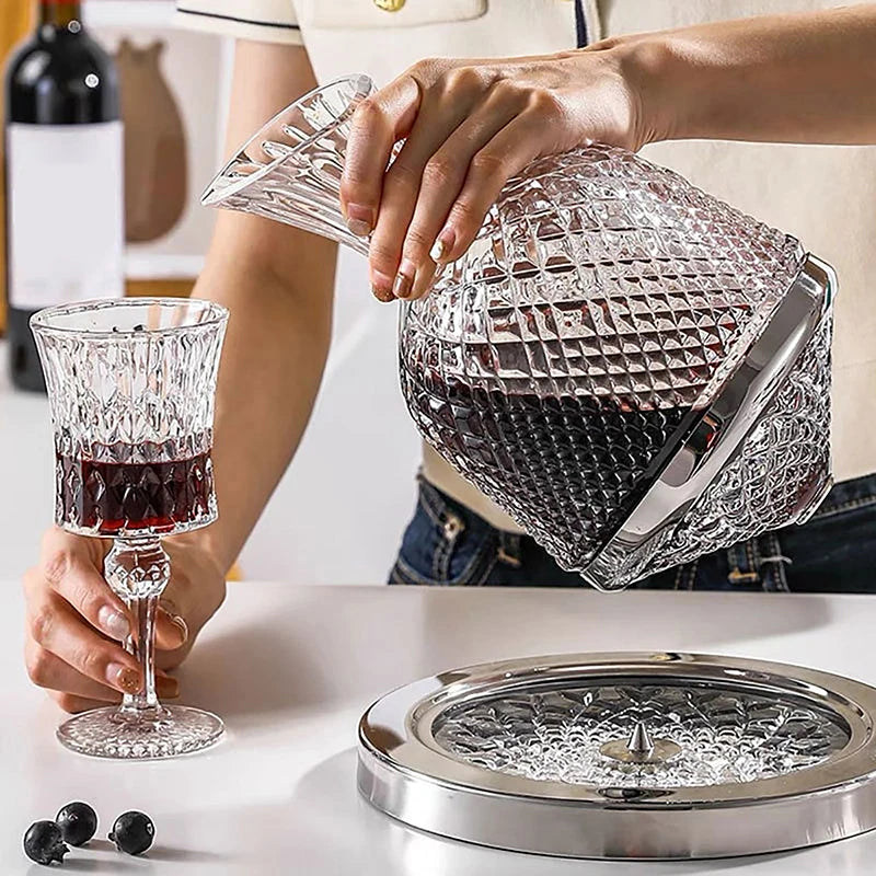 High Grade Crystal Glass 360 Rotating Decanter Tumbler 1500Ml Decanter Wine Dispenser Aerator Mirror Jug Gift Bar Decoration