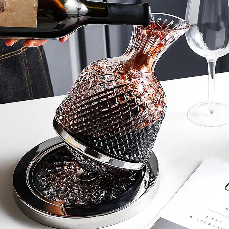 High Grade Crystal Glass 360 Rotating Decanter Tumbler 1500Ml Decanter Wine Dispenser Aerator Mirror Jug Gift Bar Decoration