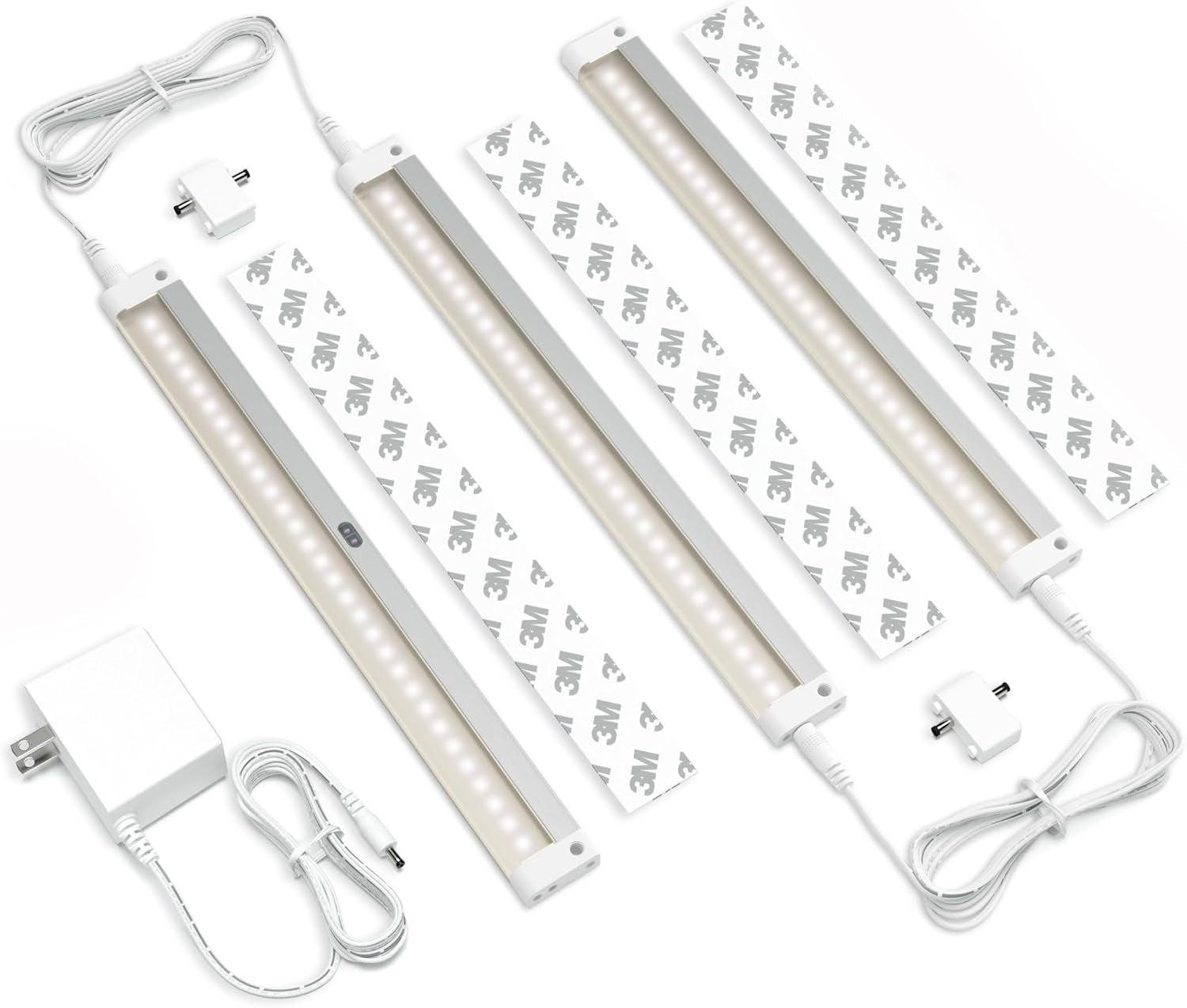 Hand Wave Activated under Cabinet LED Lighting Kit, Dimmable, 3-Pack 12 in - Touchless Dimming Control, White under Counter Lights for Kitchen, Garage, Office, Desk - Warm White (3000K)