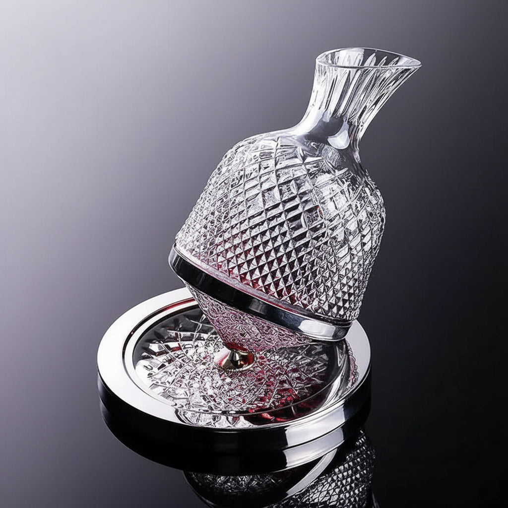 High Grade Crystal Glass 360 Rotating Decanter Tumbler 1500Ml Decanter Wine Dispenser Aerator Mirror Jug Gift Bar Decoration